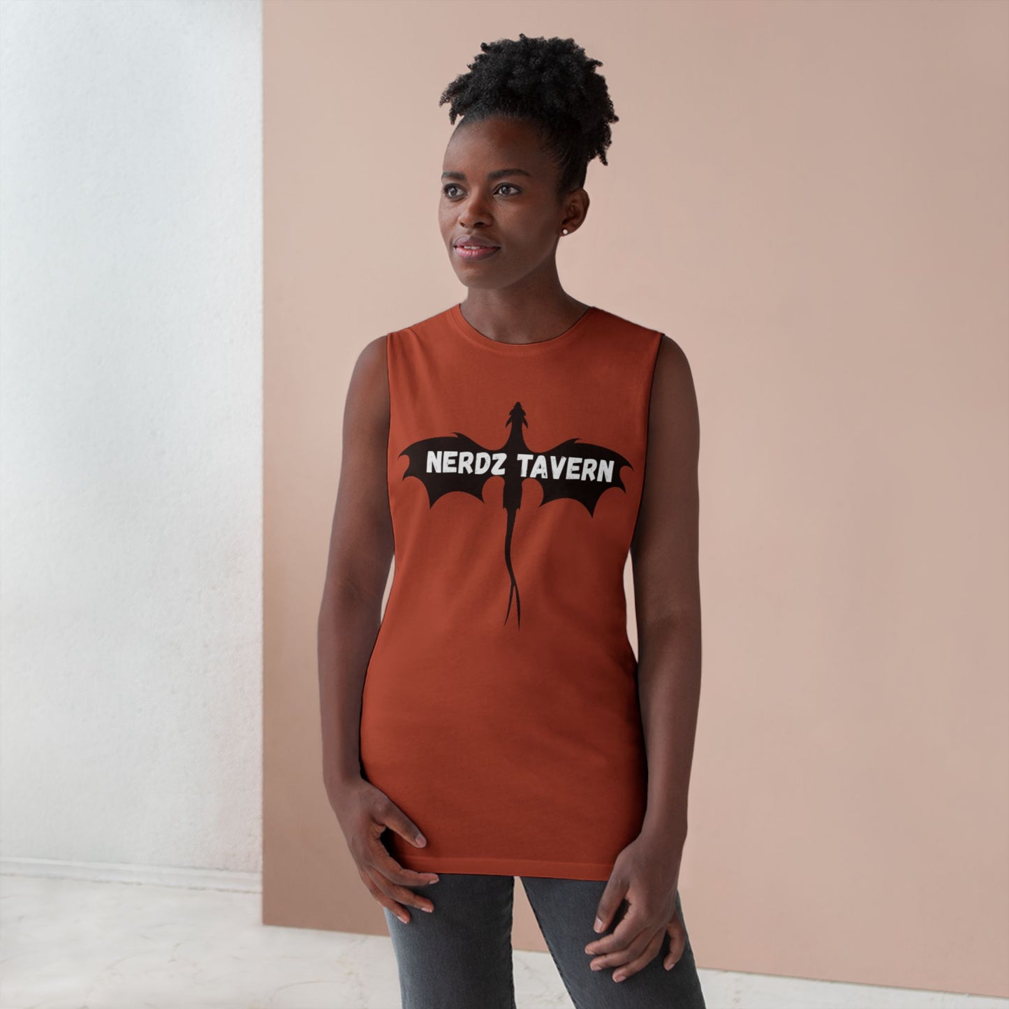 Large size Nerdz Tavern Unisex Tank Top - Casual Gaming Apparel with Toxic Rocket Design