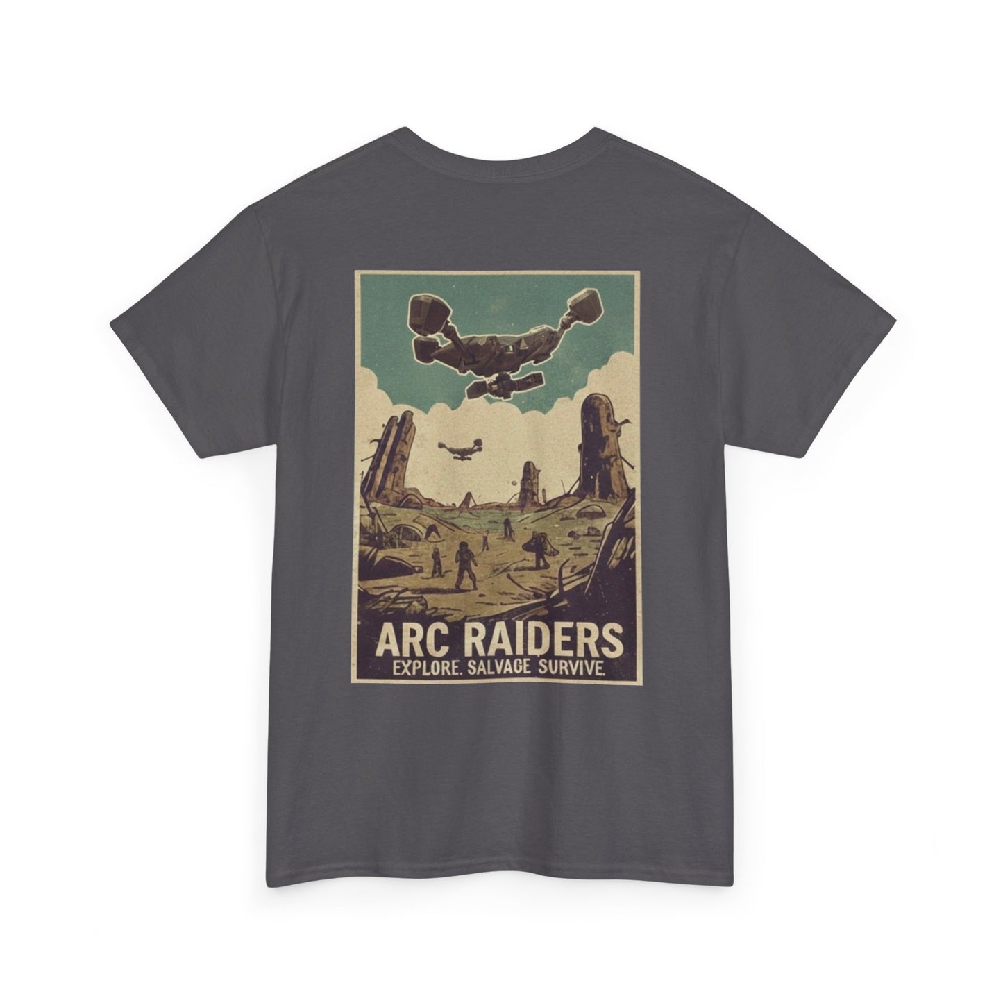 Arc Raiders Graphic Tee — Explore Salvage Survive Poster Backprint