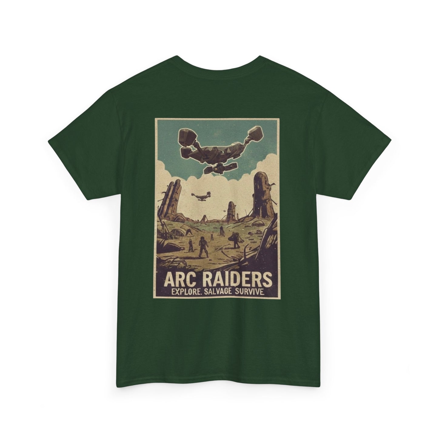 Arc Raiders Graphic Tee — Explore Salvage Survive Poster Backprint