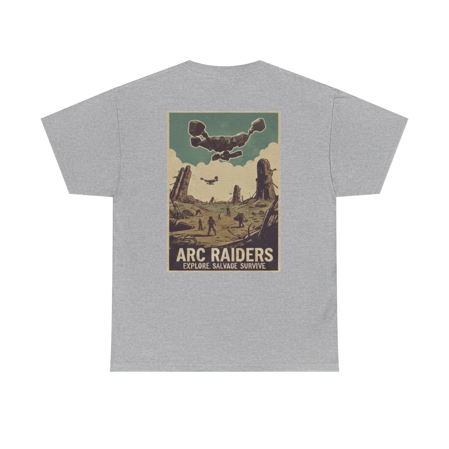 Arc Raiders Graphic Tee — Explore Salvage Survive Poster Backprint