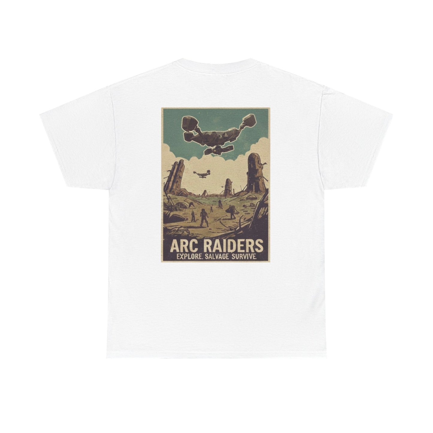 Arc Raiders Graphic Tee — Explore Salvage Survive Poster Backprint