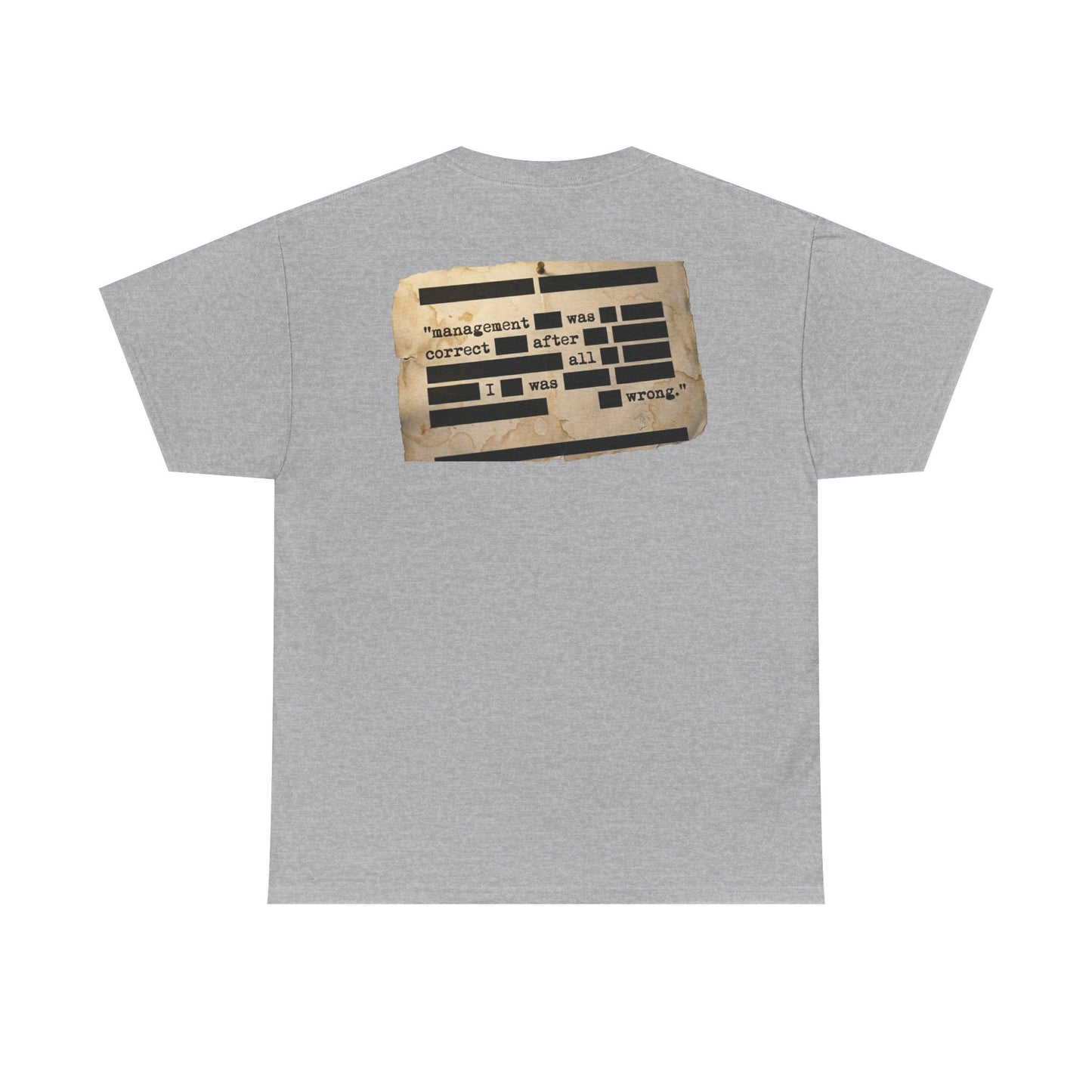 Graphic Tee — Distressed Ransom Note Design ("Assignment Was Correct After All")