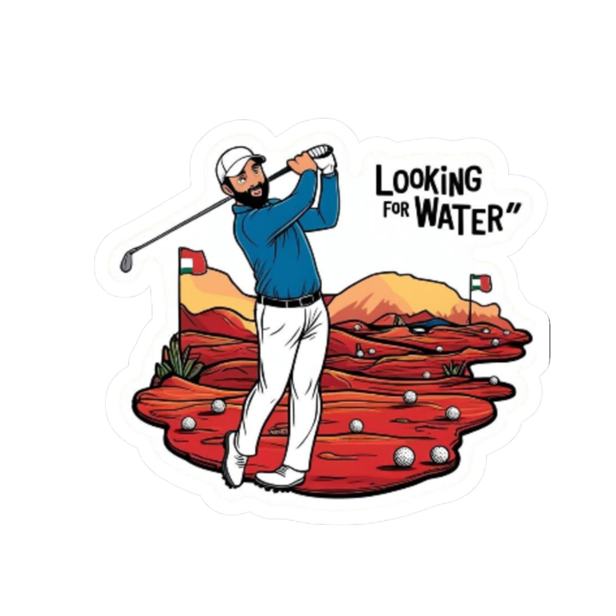 Funny Golf Stickers - 'Looking for Water'