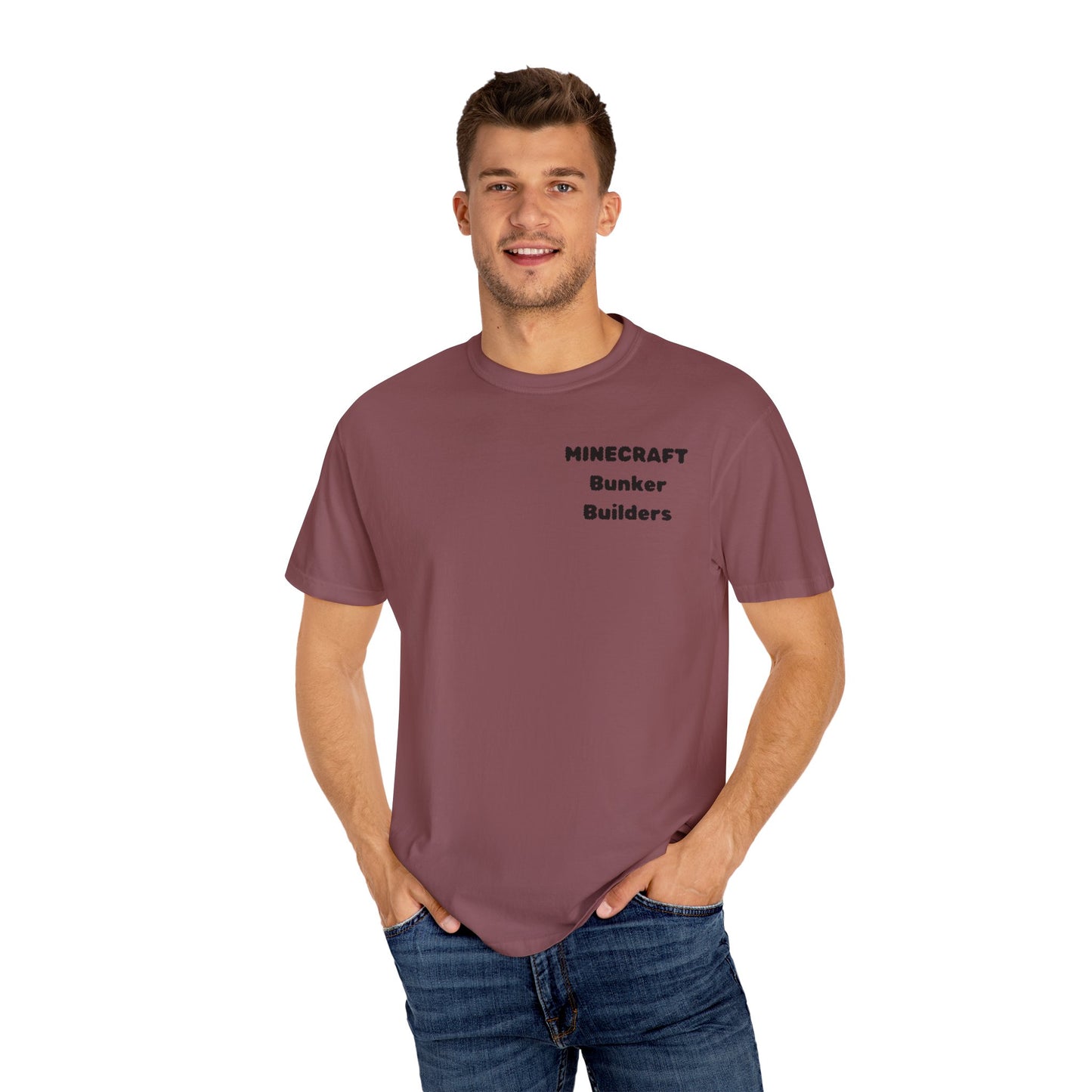 Minecraft Bunker Builders Unisex Garment-Dyed T-Shirt - Gamer Style, Perfect for Minecraft Fans