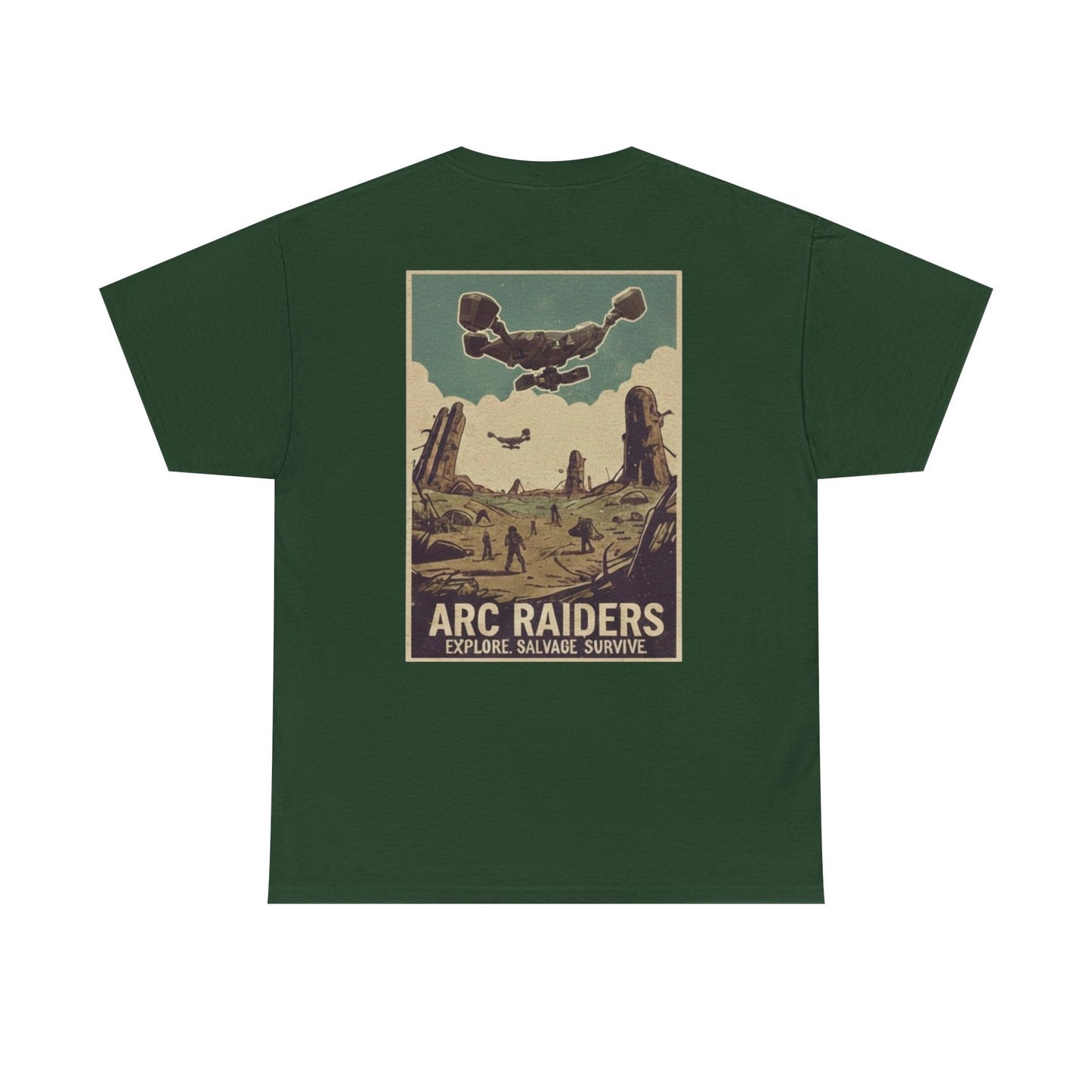 Arc Raiders Graphic Tee — Explore Salvage Survive Poster Backprint
