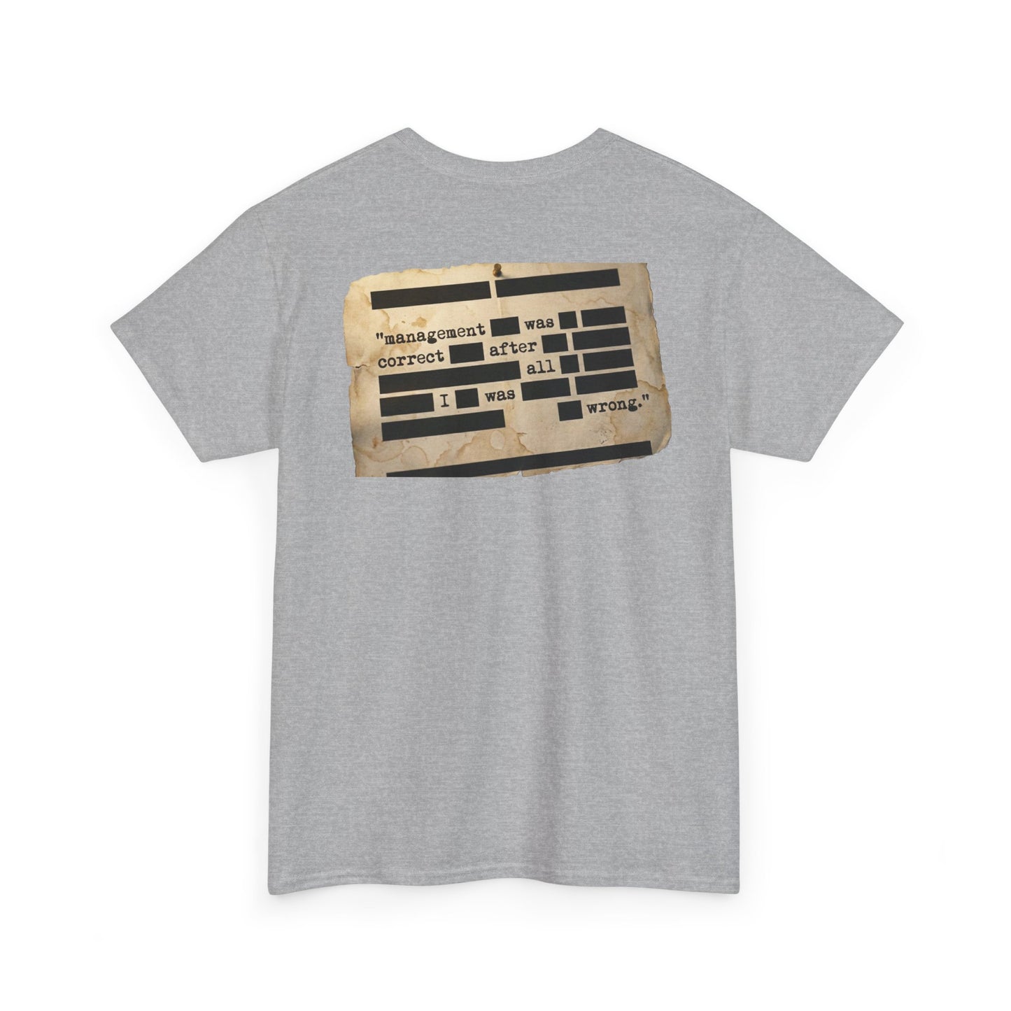 Graphic Tee — Distressed Ransom Note Design ("Assignment Was Correct After All")