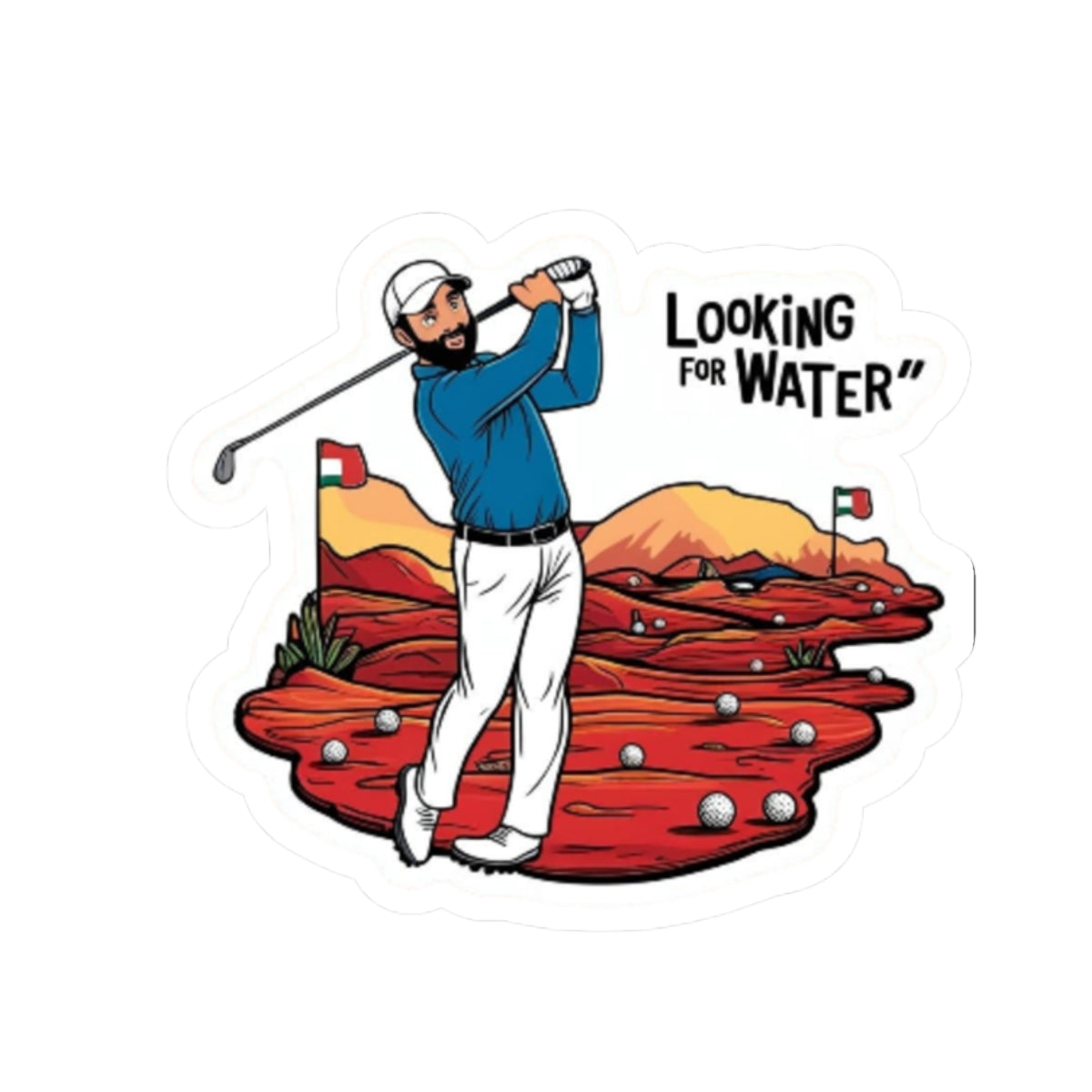 Funny Golf Stickers - 'Looking for Water'