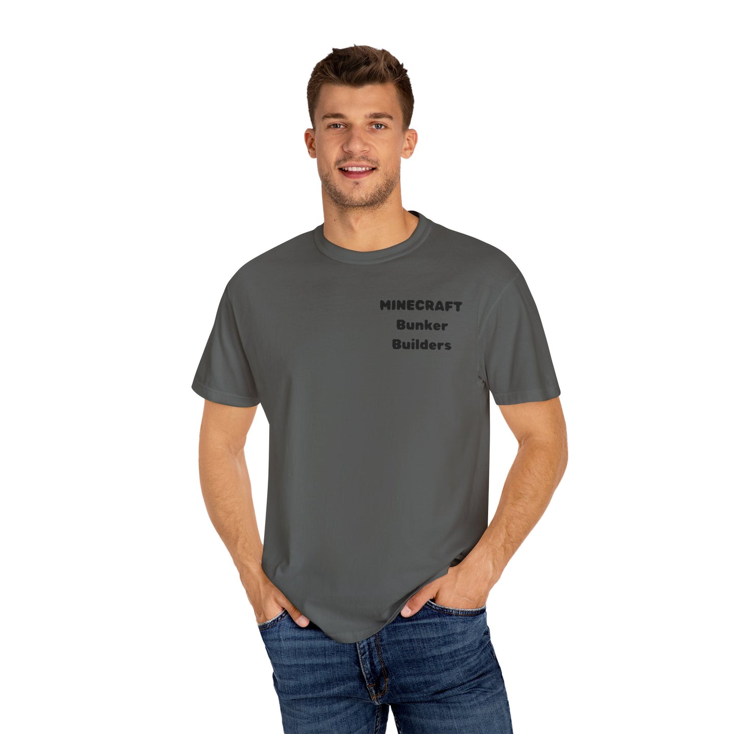 Minecraft Bunker Builders Unisex Garment-Dyed T-Shirt - Gamer Style, Perfect for Minecraft Fans
