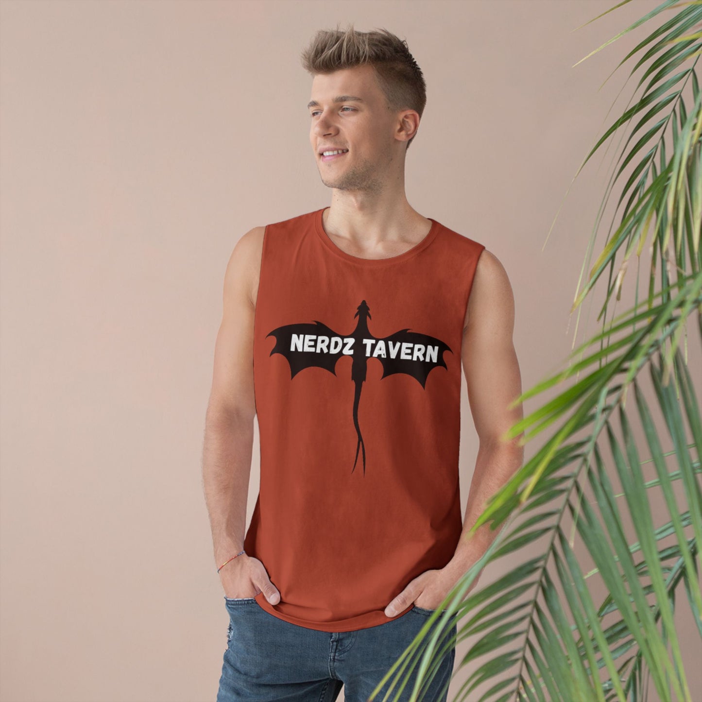Large size Nerdz Tavern Unisex Tank Top - Casual Gaming Apparel with Toxic Rocket Design