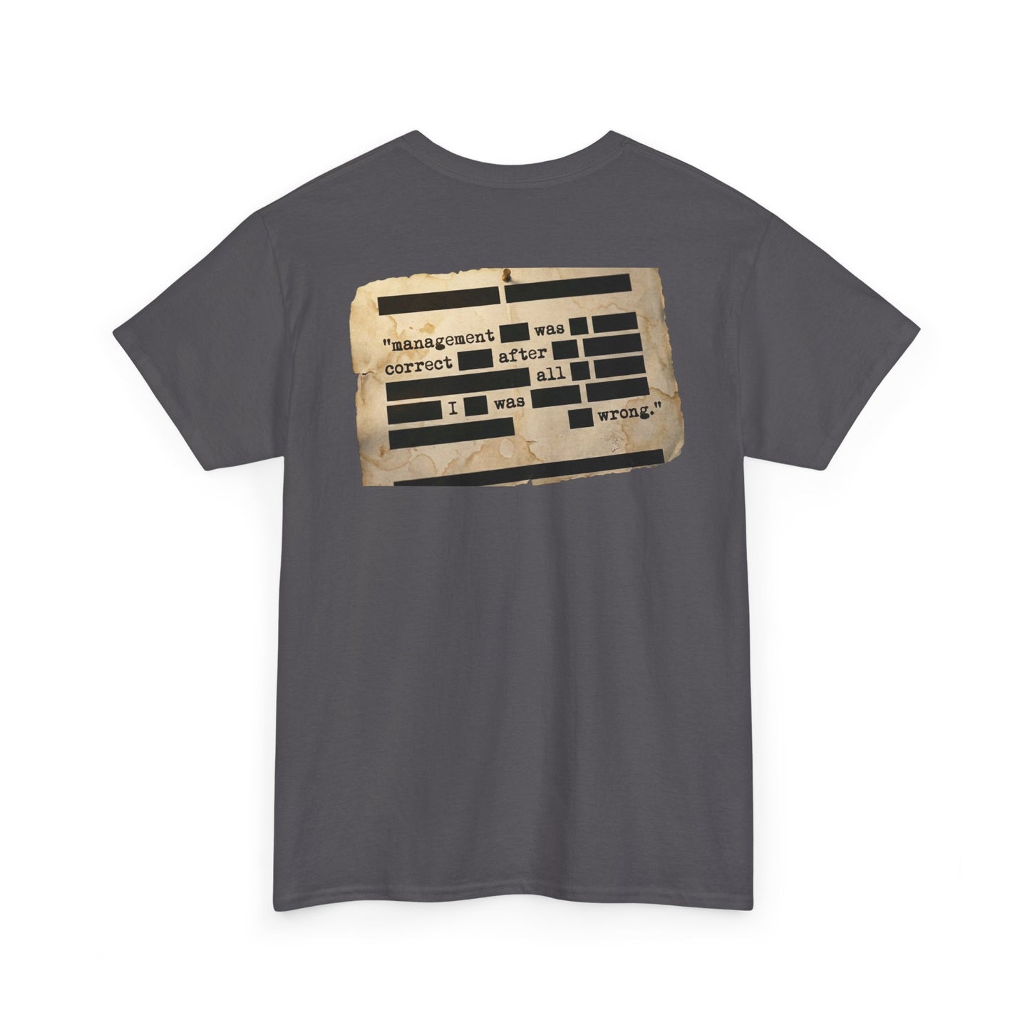 Graphic Tee — Distressed Ransom Note Design ("Assignment Was Correct After All")