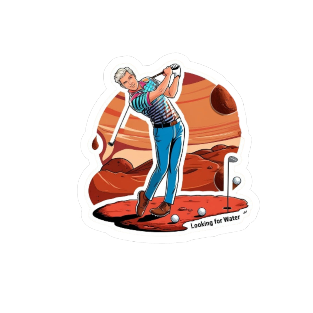 Golf on Mars Kiss-Cut Stickers - Perfect for Golf Enthusiasts & Space Lovers