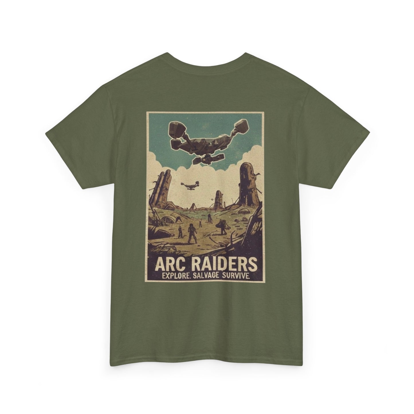 Arc Raiders Graphic Tee — Explore Salvage Survive Poster Backprint
