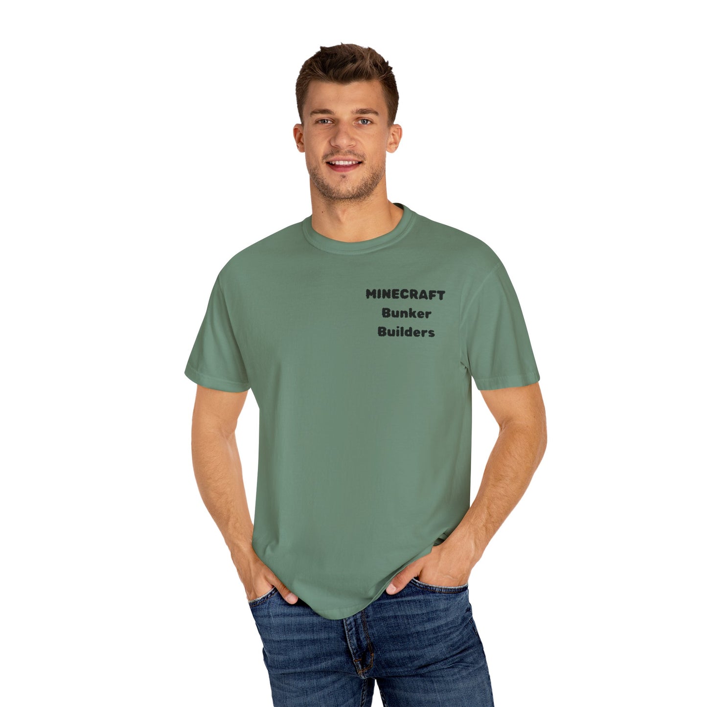 Minecraft Bunker Builders Unisex Garment-Dyed T-Shirt - Gamer Style, Perfect for Minecraft Fans