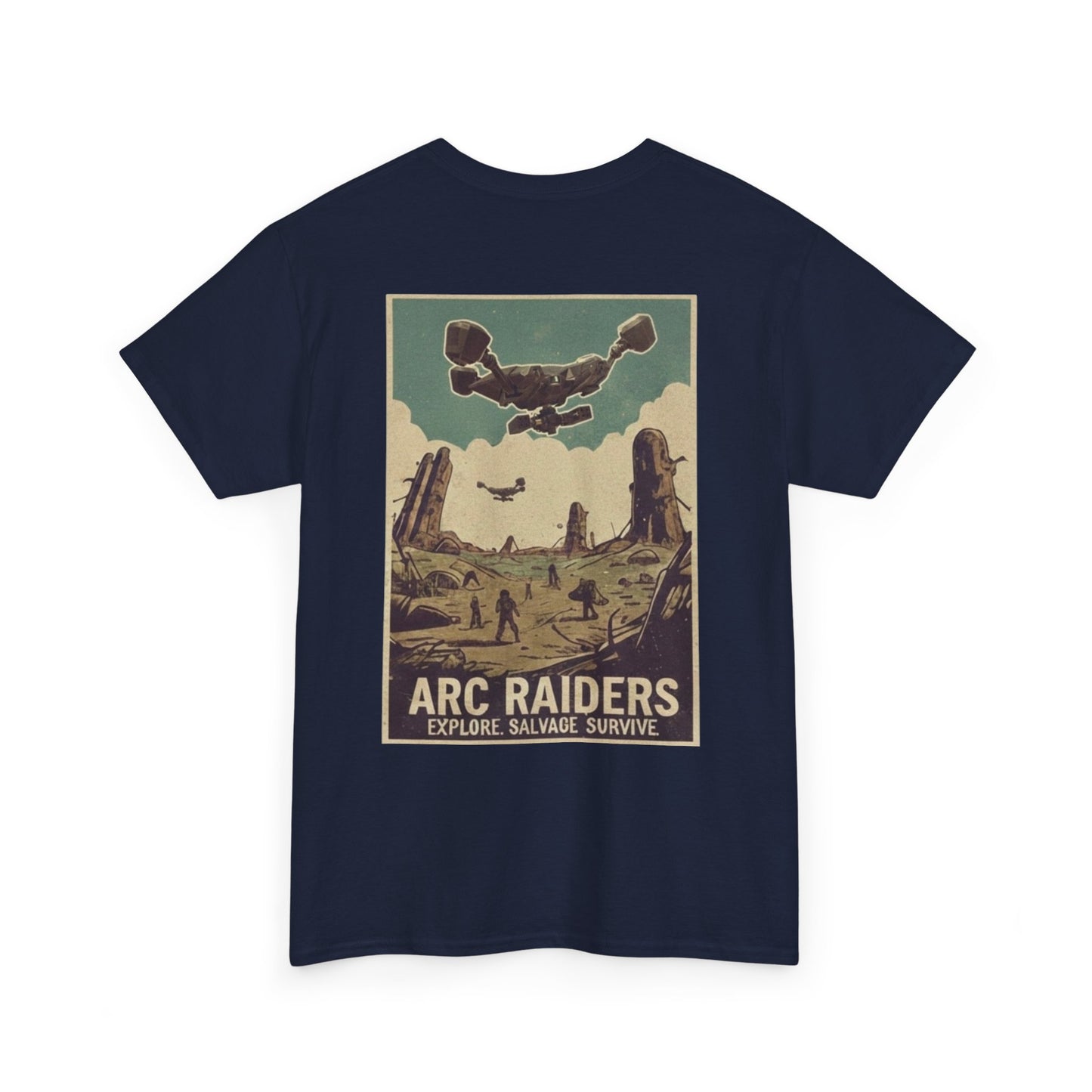 Arc Raiders Graphic Tee — Explore Salvage Survive Poster Backprint