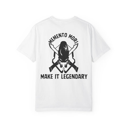 Halo Legendary Memento Mori T-Shirt - Unisex Garment-Dyed Tee, Casual Apparel, Unique Gift, Motivational Wear, Halloween Costume