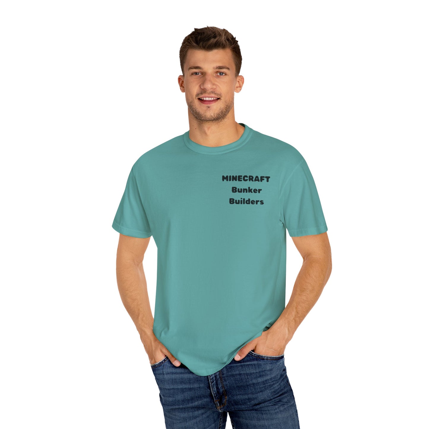 Minecraft Bunker Builders Unisex Garment-Dyed T-Shirt - Gamer Style, Perfect for Minecraft Fans